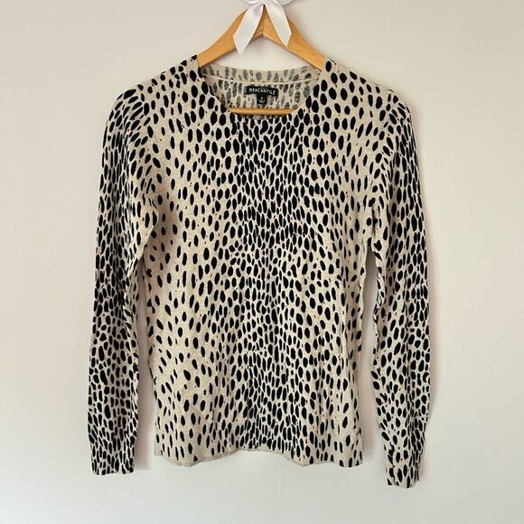 J. Crew Mercantile Leopard Print Sweater Light Cream, Brown and Black - Picture 1 of 3